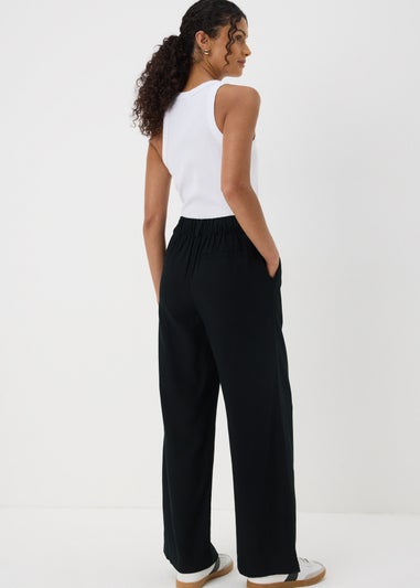 Black Wide Leg Linen Trousers