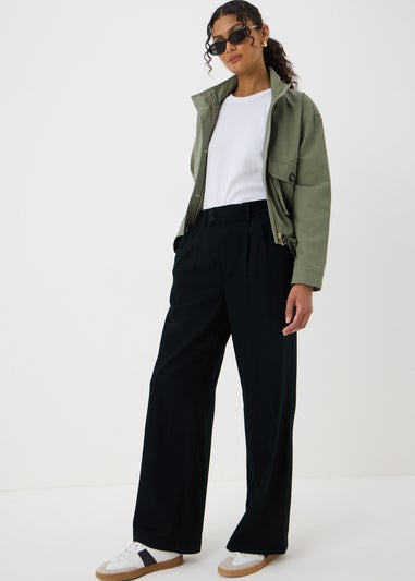 Black Wide Leg Linen Trousers