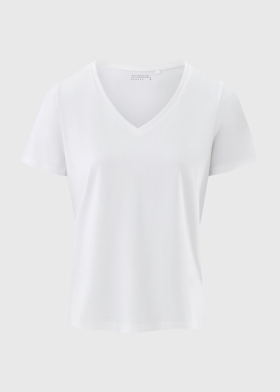 White V-Neck Regular Fit T-Shirt