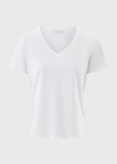 White V-Neck Regular Fit T-Shirt