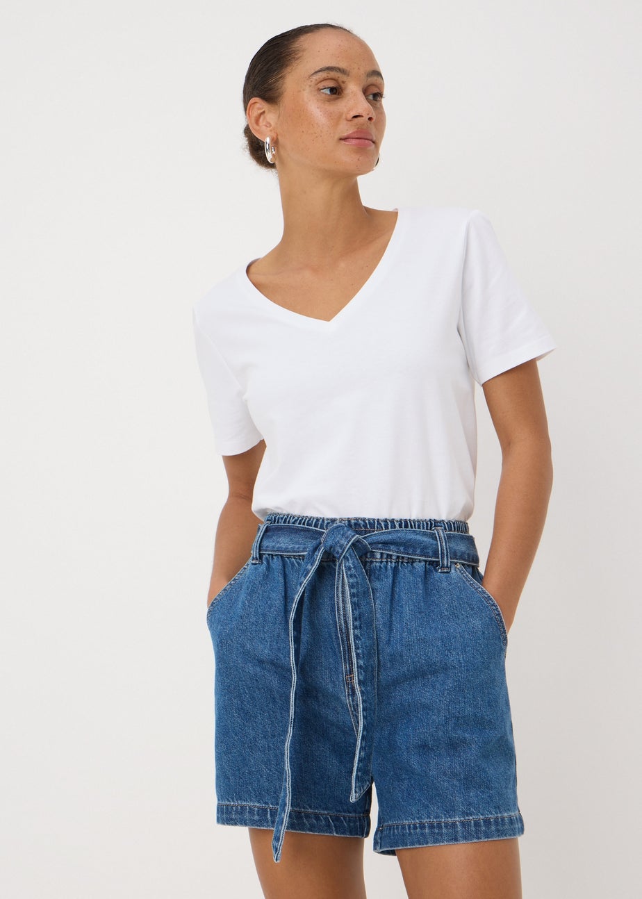 White V-Neck Regular Fit T-Shirt