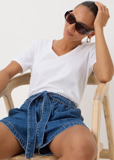 White V-Neck Regular Fit T-Shirt