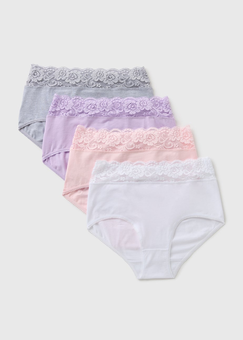 4 Pack Multicolour Lace Full Knickers