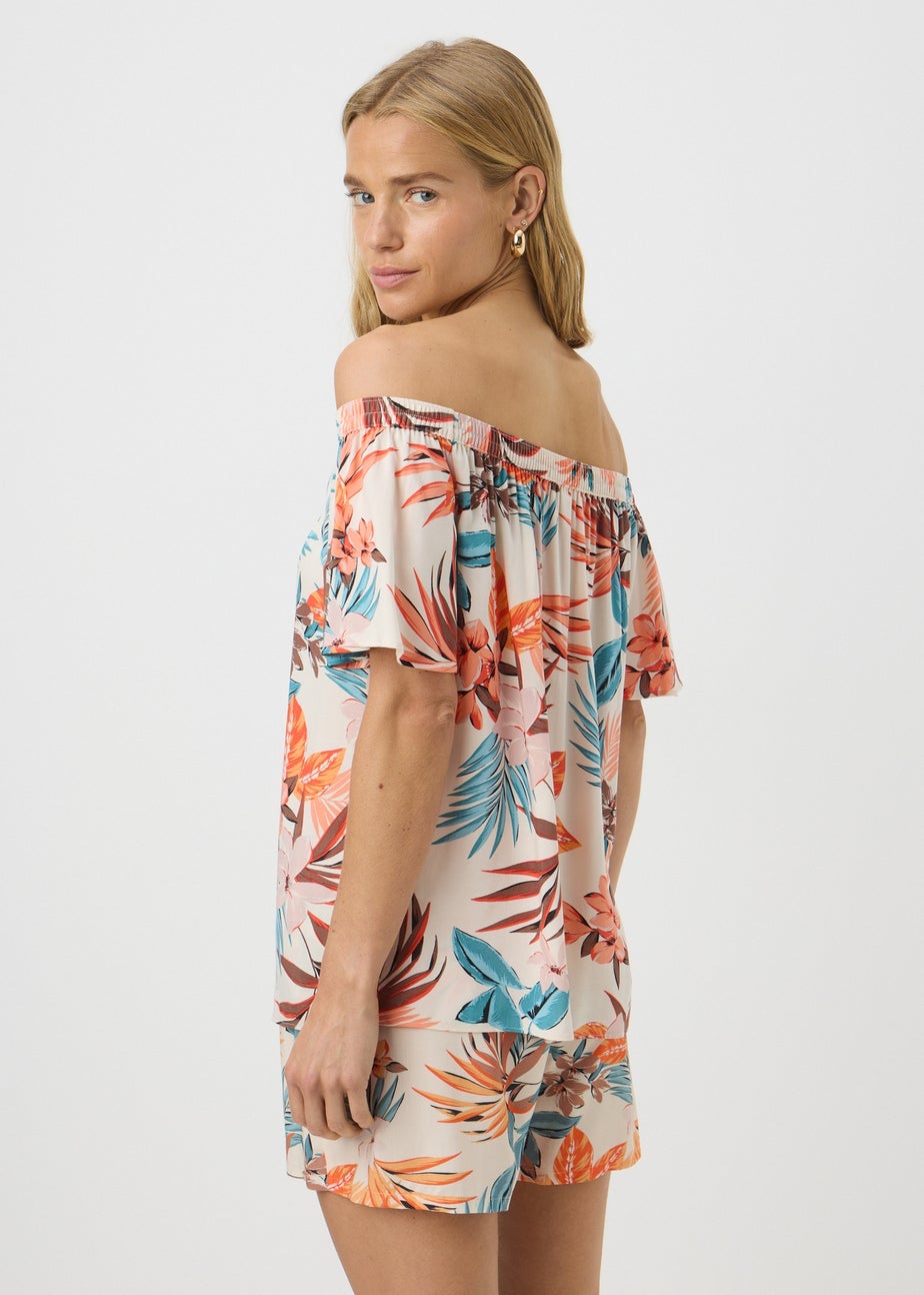 Cream Floral Bardot Top