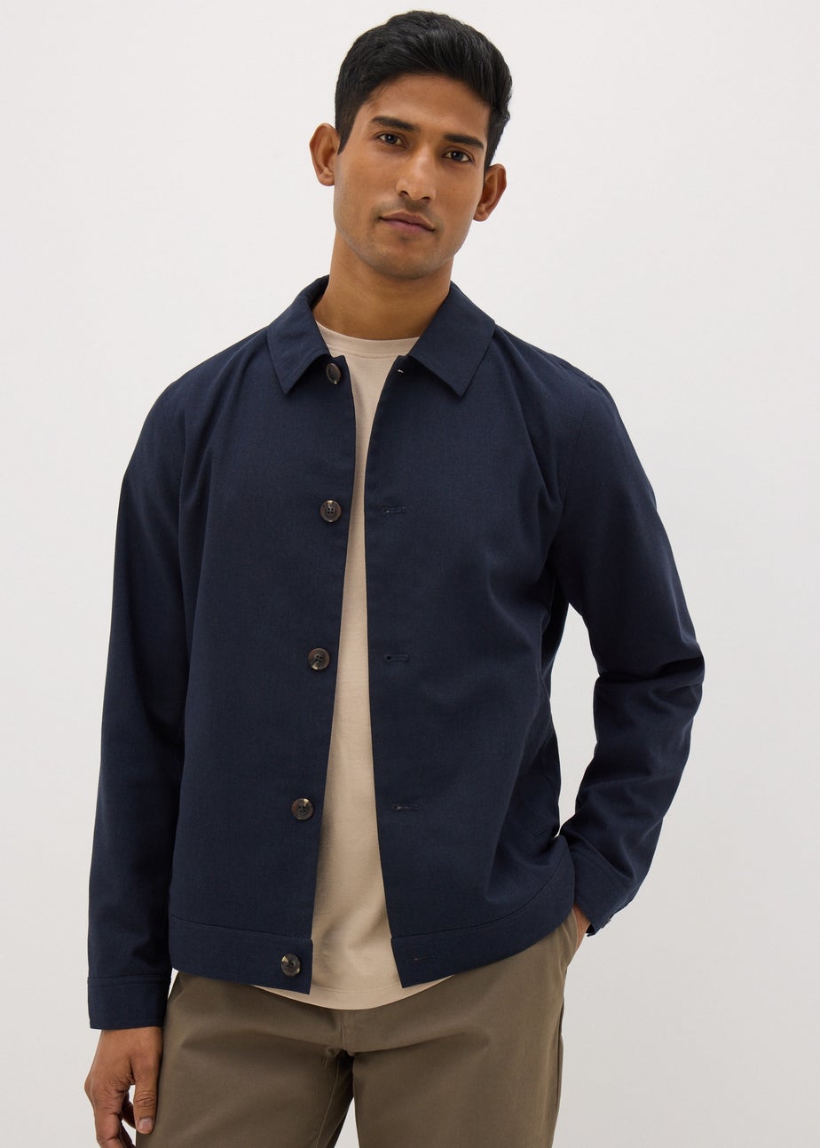 Navy Linen Blend Shacket