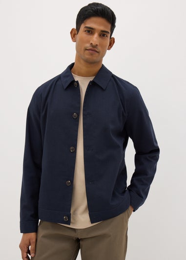 Navy Linen Blend Shacket