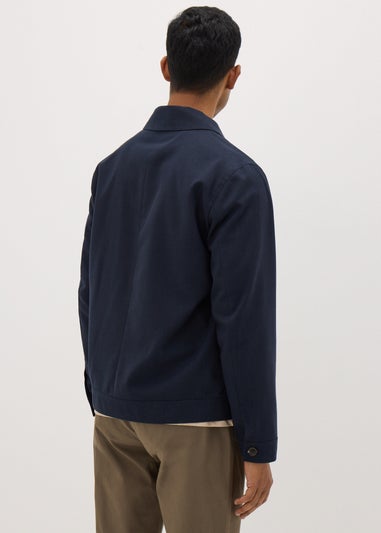 Navy Linen Blend Shacket
