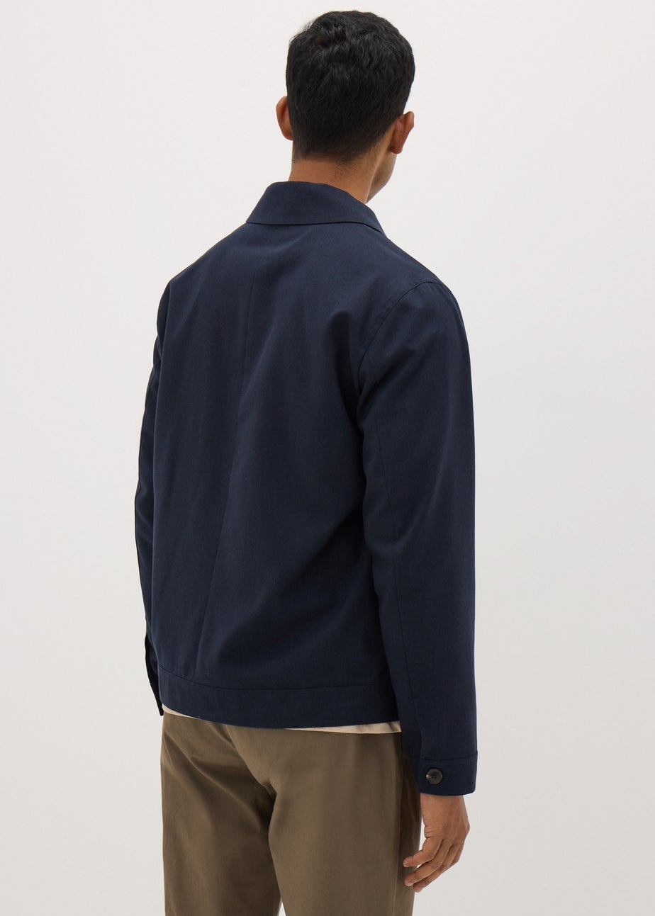 Navy Linen Blend Shacket