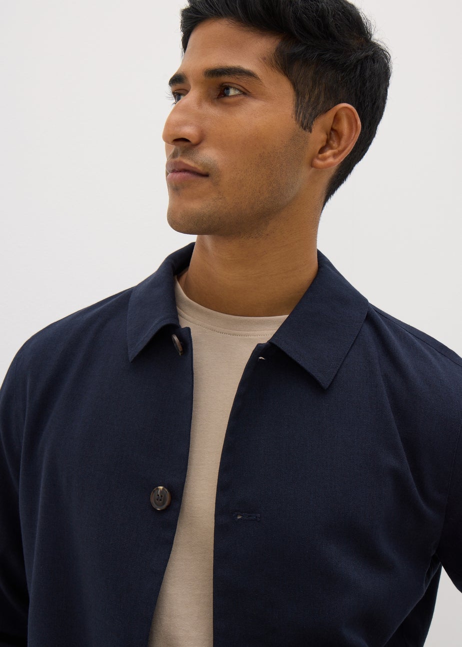 Navy Linen Blend Shacket
