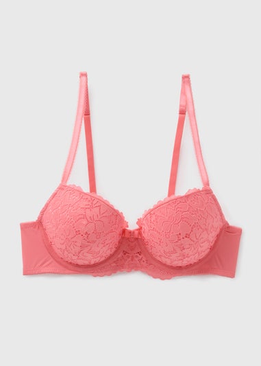 Coral Lace Detail Full Bra