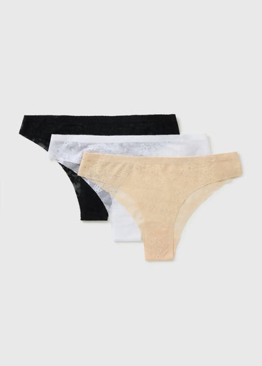 3 Pack Neutral Lace Brazillian Knickers