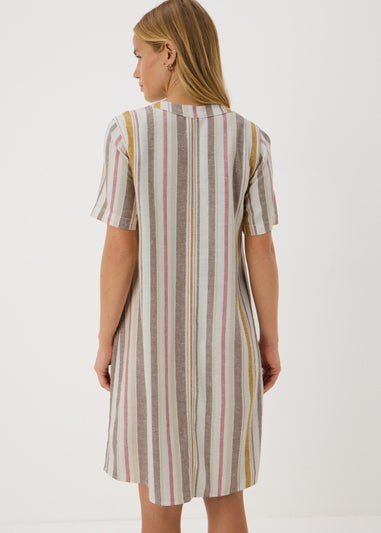 Stripe Linen Blend Shift Mini Dress