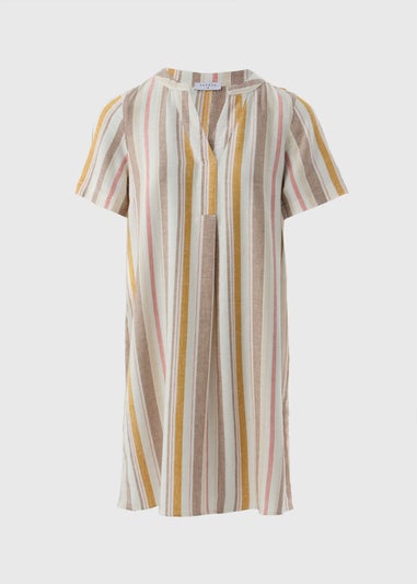 Stripe Linen Blend Shift Mini Dress
