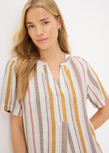 Stripe Linen Blend Shift Mini Dress
