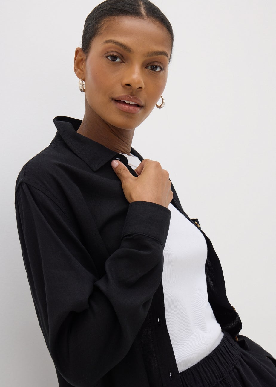 Black Linen Blend Shirt