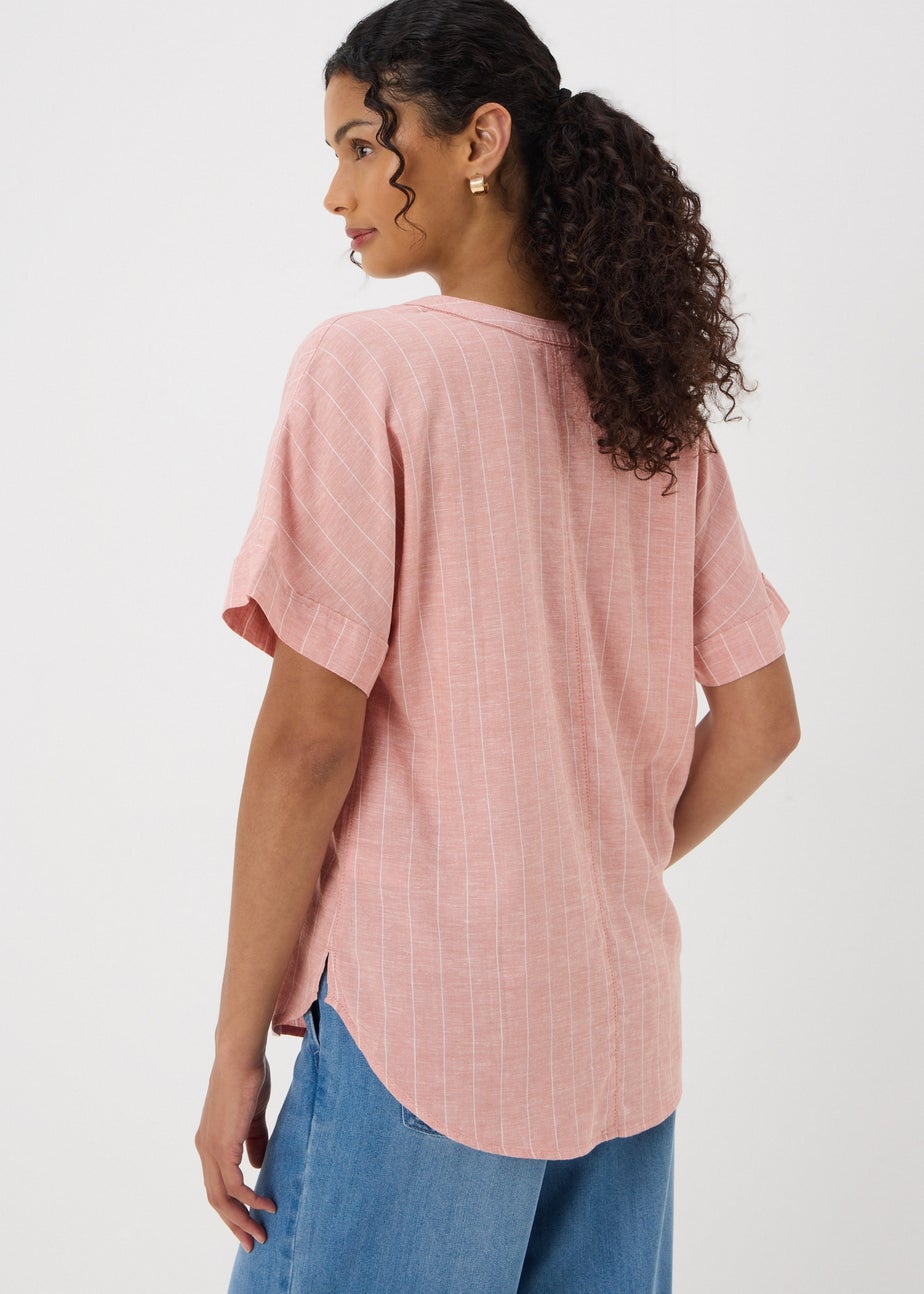 Pink Stripe Linen Blend Top