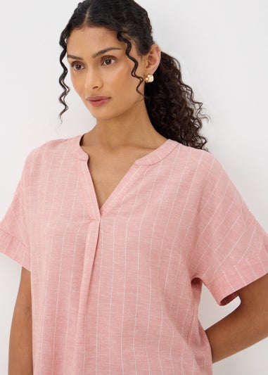 Pink Stripe Linen Blend Top
