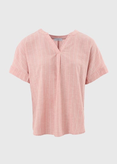 Pink Stripe Linen Blend Top