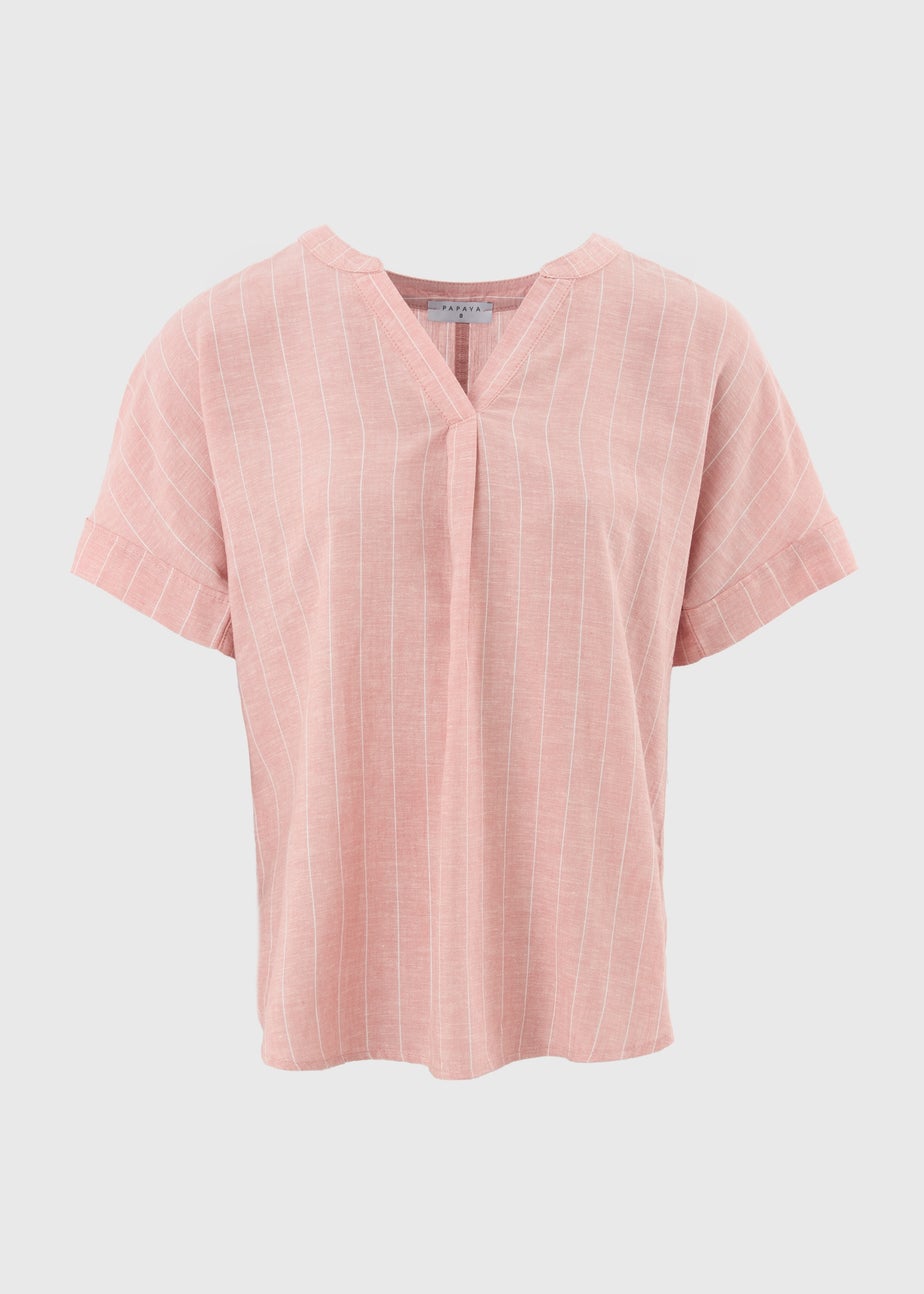 Pink Stripe Linen Blend Top