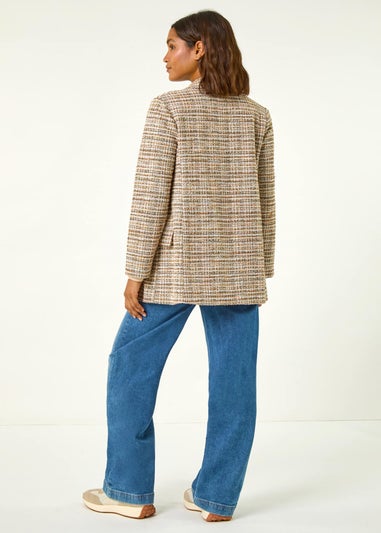 Roman Tan Textured Longline Blazer