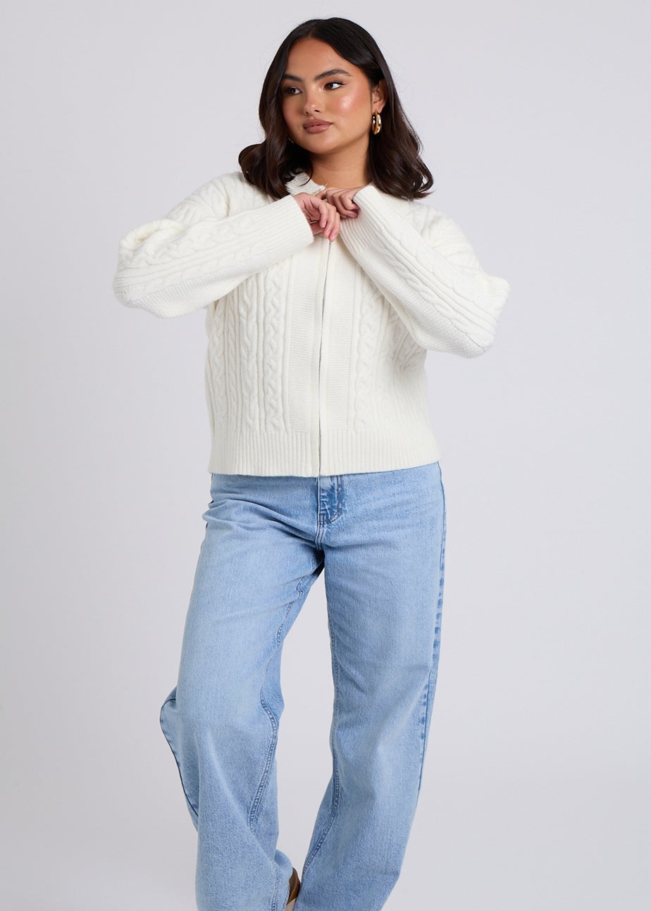 Urban Bliss Cream Cable Zip Up Cardigan