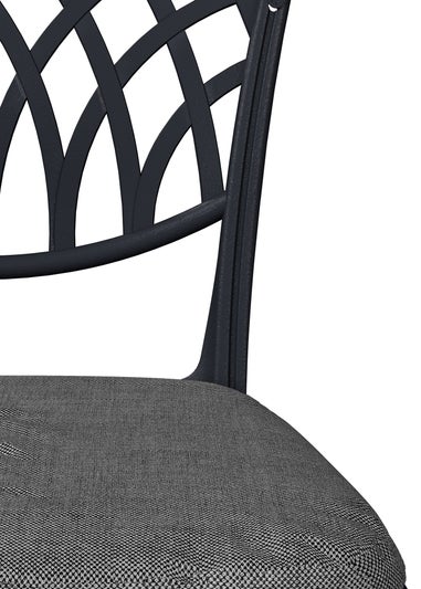 Charles Bentley Cast Aluminium Black Bistro Table & 2 Chairs Set (Dia. 70cm H68cm)