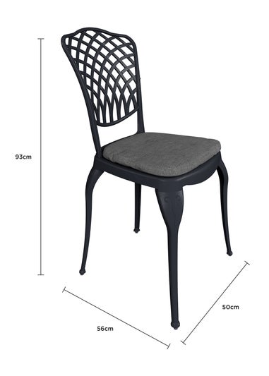 Charles Bentley Cast Aluminium Black Bistro Table & 2 Chairs Set (Dia. 70cm H68cm)