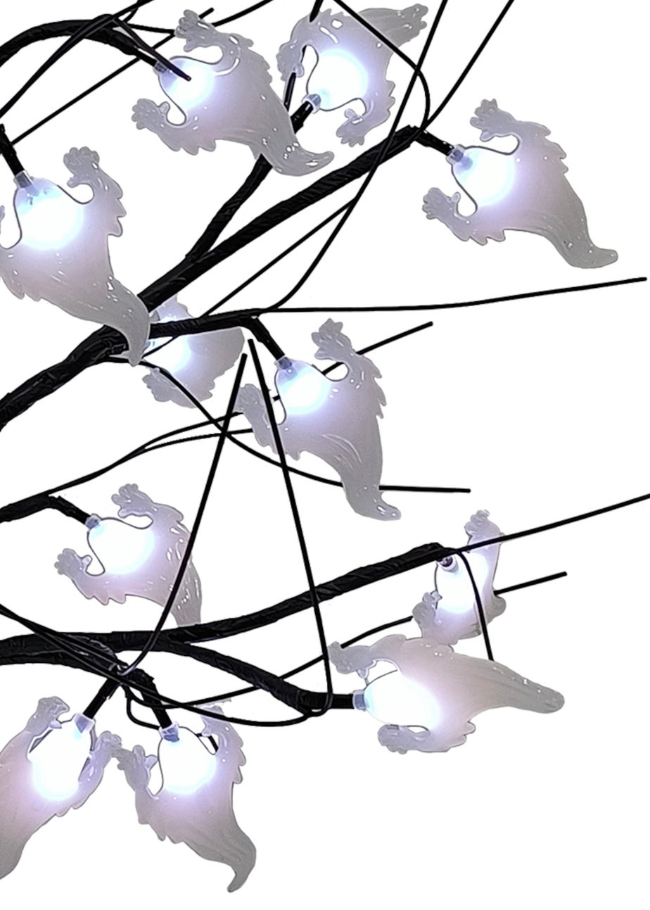 Premier Decorations Battery Operated Lit Black Tree with Ghosts & 24 White LEDs (60cm)