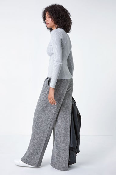 Roman Light Grey Soft Ribbed Stretch Knit Jumper