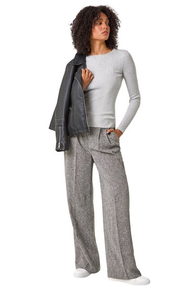 Roman Light Grey Soft Ribbed Stretch Knit Jumper