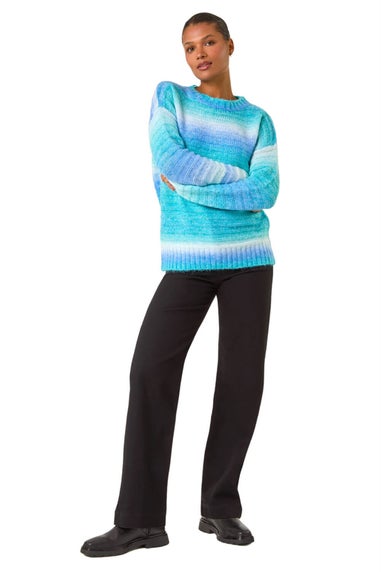 Roman Blue Spacedye Stripe Crew Neck Jumper