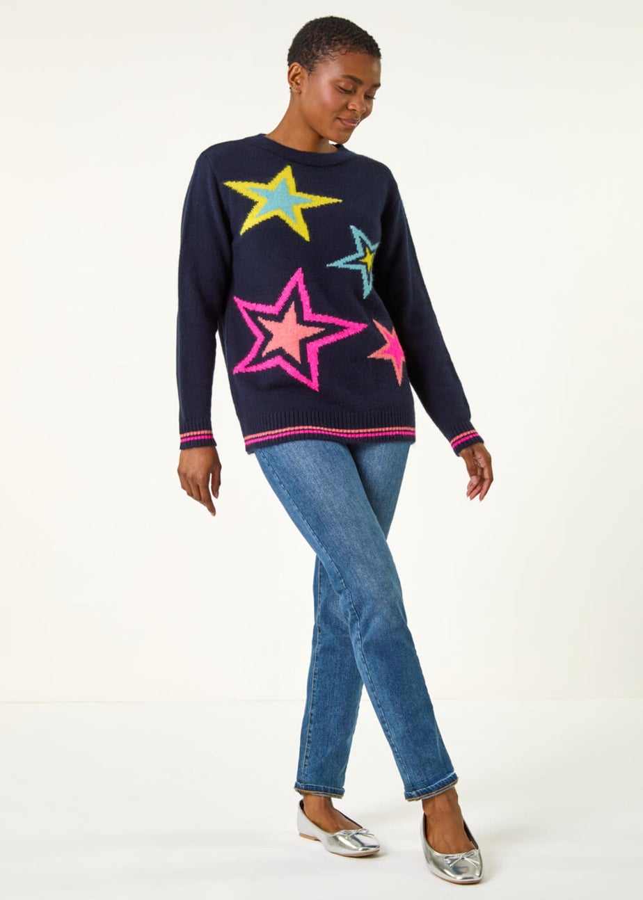 Roman Navy Multi Star Detail Knitted Jumper