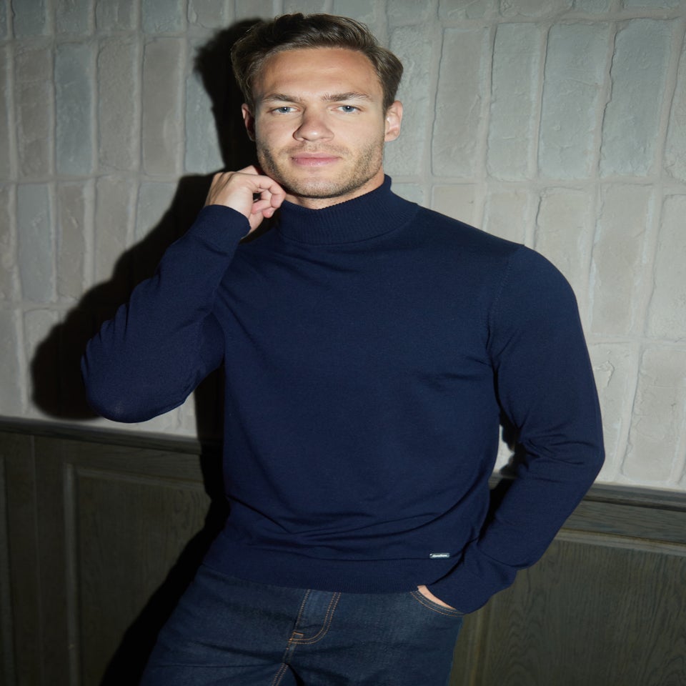 Threadbare Navy Knitted Roll Neck Jumper