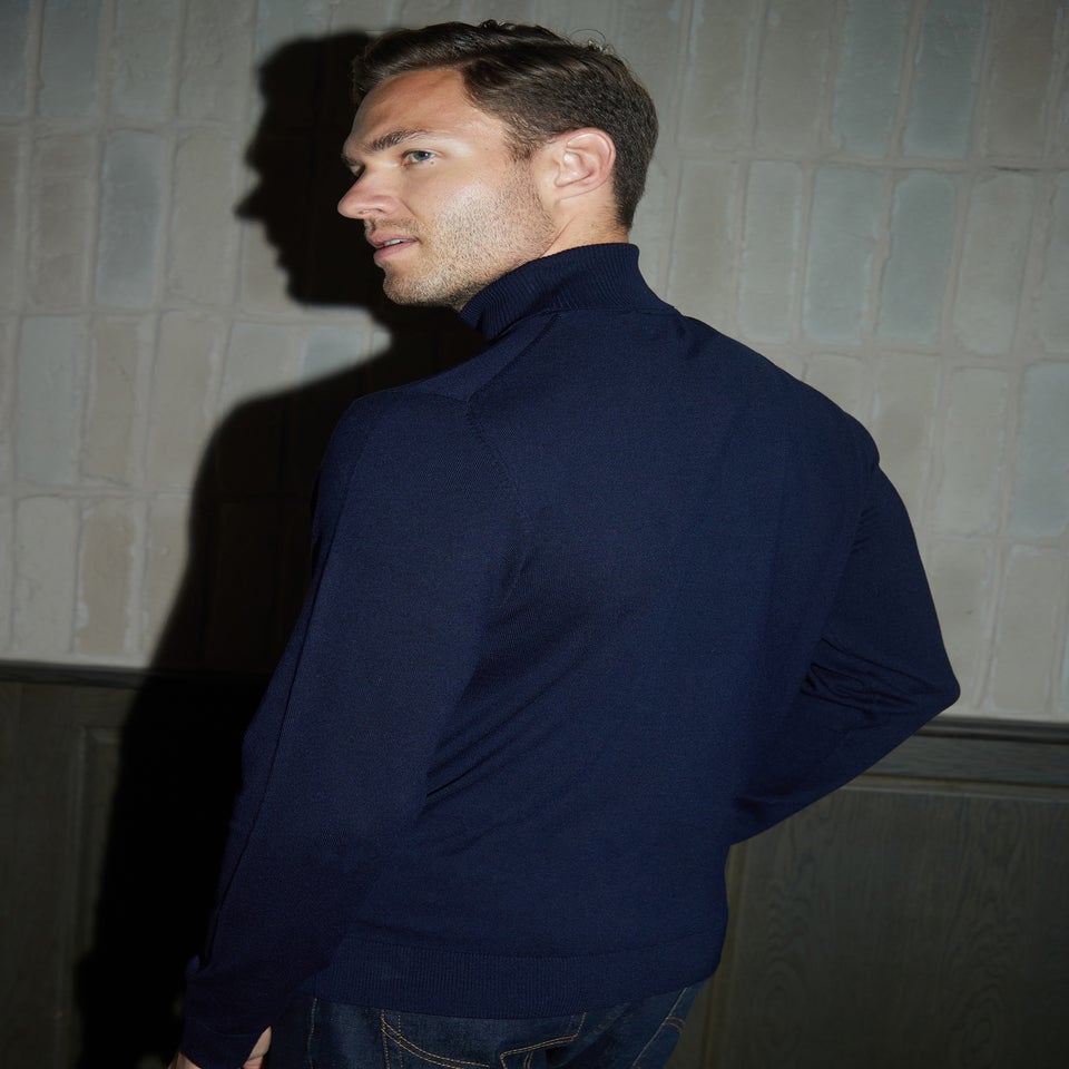 Threadbare Navy Knitted Roll Neck Jumper