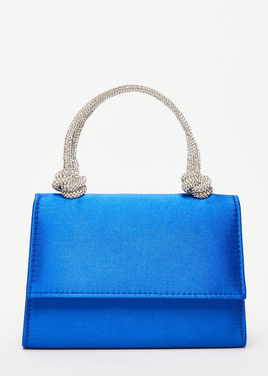 Quiz Blue Satin Top Handle Bag