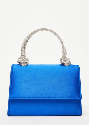 Quiz Blue Satin Top Handle Bag