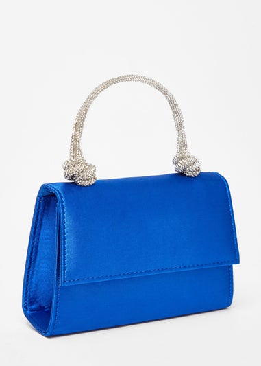 Quiz Blue Satin Top Handle Bag