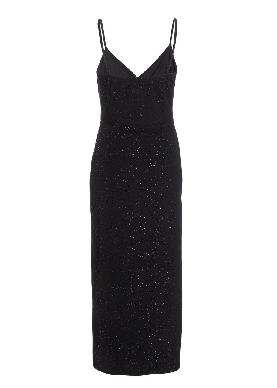 Quiz Black Glitter Midaxi Dress