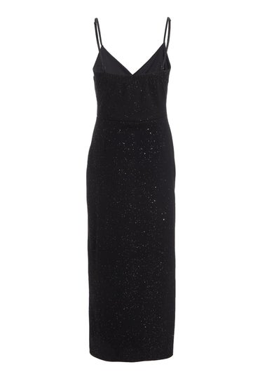 Quiz Black Glitter Midaxi Dress