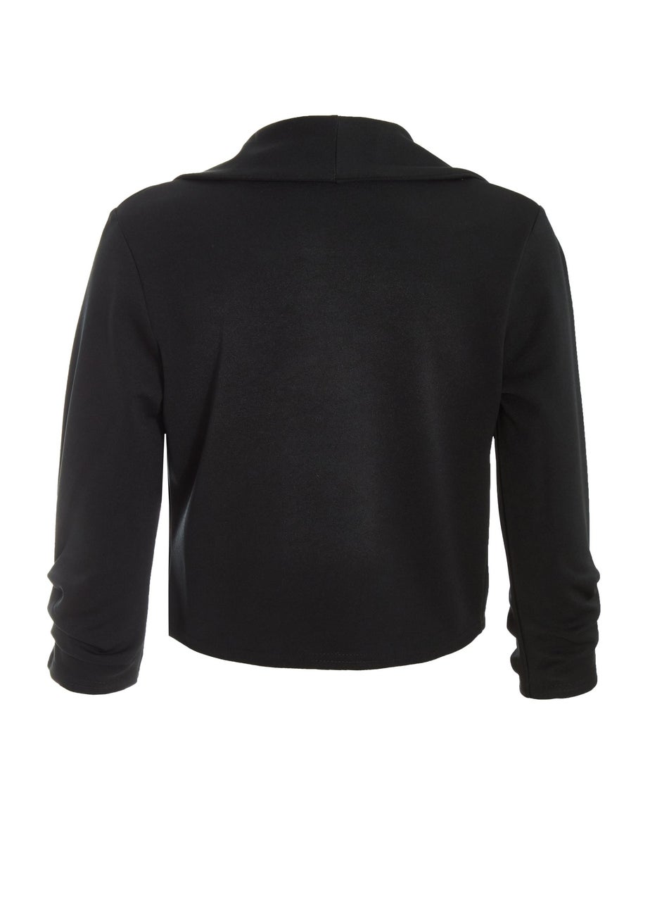 Quiz Black Shawl Collar Crop Jacket