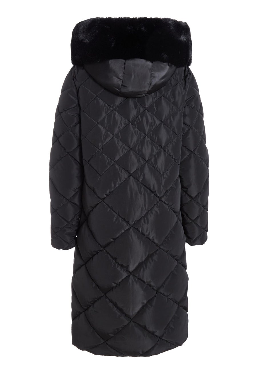 Quiz Black Quilted Long Parka