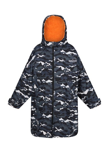 Regatta Black Camo Persimmon Kids' Junior Waterproof Hydrofort Robe (3-13 Years)