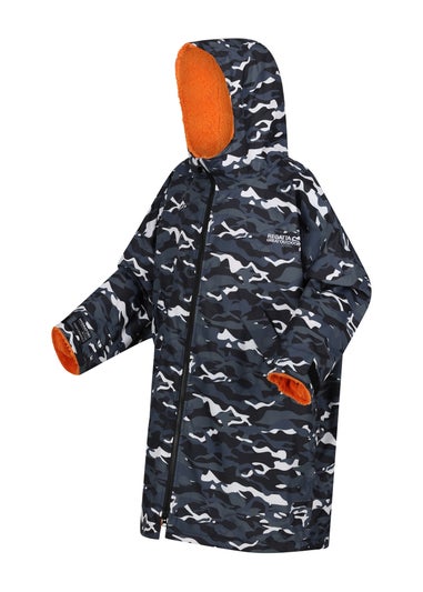 Regatta Black Camo Persimmon Kids' Junior Waterproof Hydrofort Robe (3-13 Years)