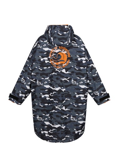 Regatta Black Camo Persimmon Kids' Junior Waterproof Hydrofort Robe (3-13 Years)