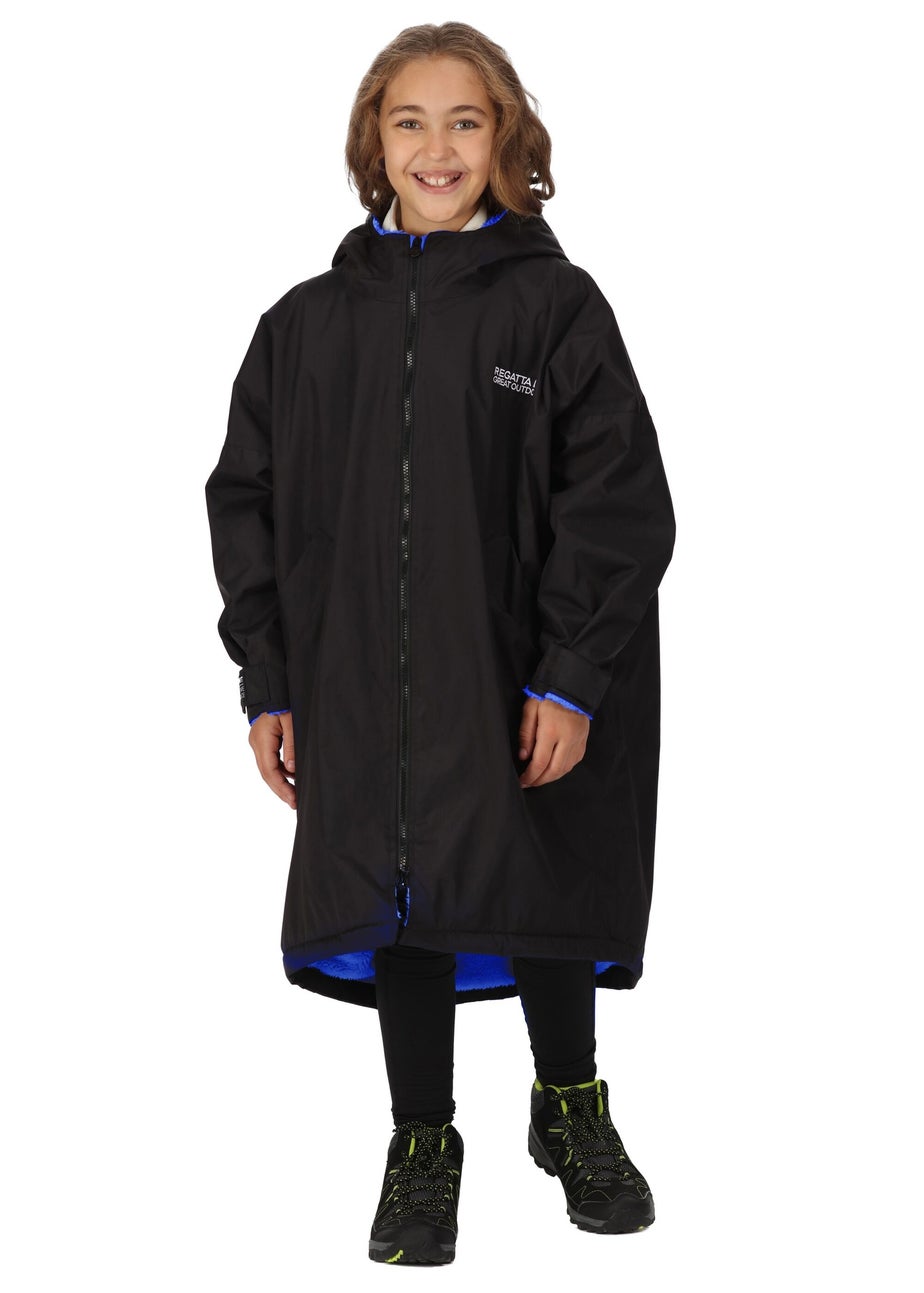 Regatta Black Oxford Blue Kids Junior Waterproof Hydrofort Robe