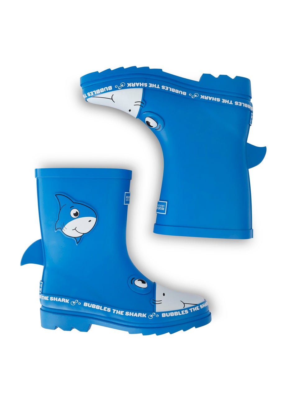 Regatta Bubbles the Shark Blue Kids' Mudplay Junior II Waterproof Wellies