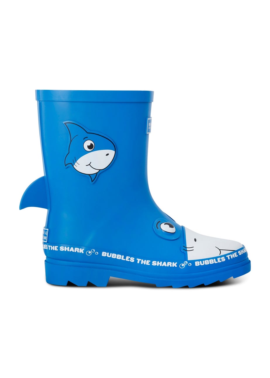 Regatta Bubbles the Shark Blue Kids' Mudplay Junior II Waterproof Wellies