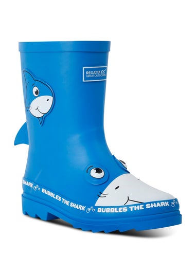 Regatta Bubbles the Shark Blue Kids' Mudplay Junior II Waterproof Wellies
