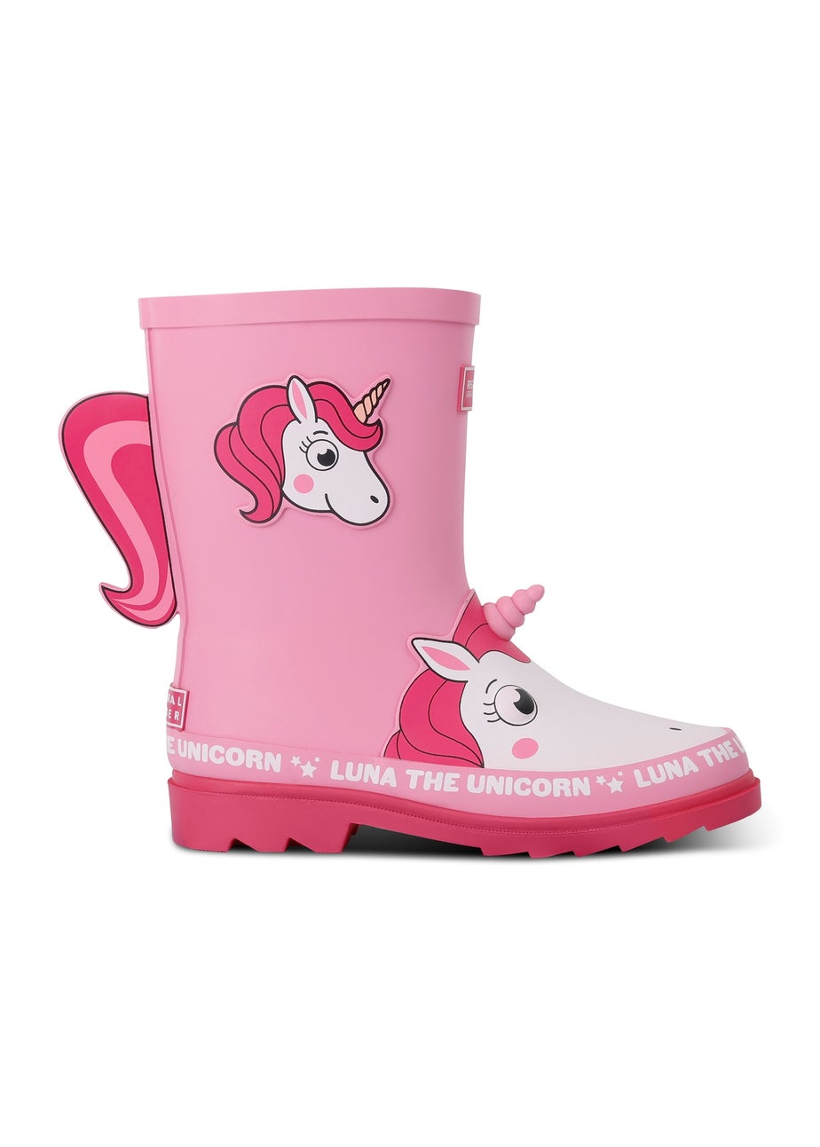Regatta Luna the Unicorn Pink Kids' Mudplay Junior II Waterproof Wellies