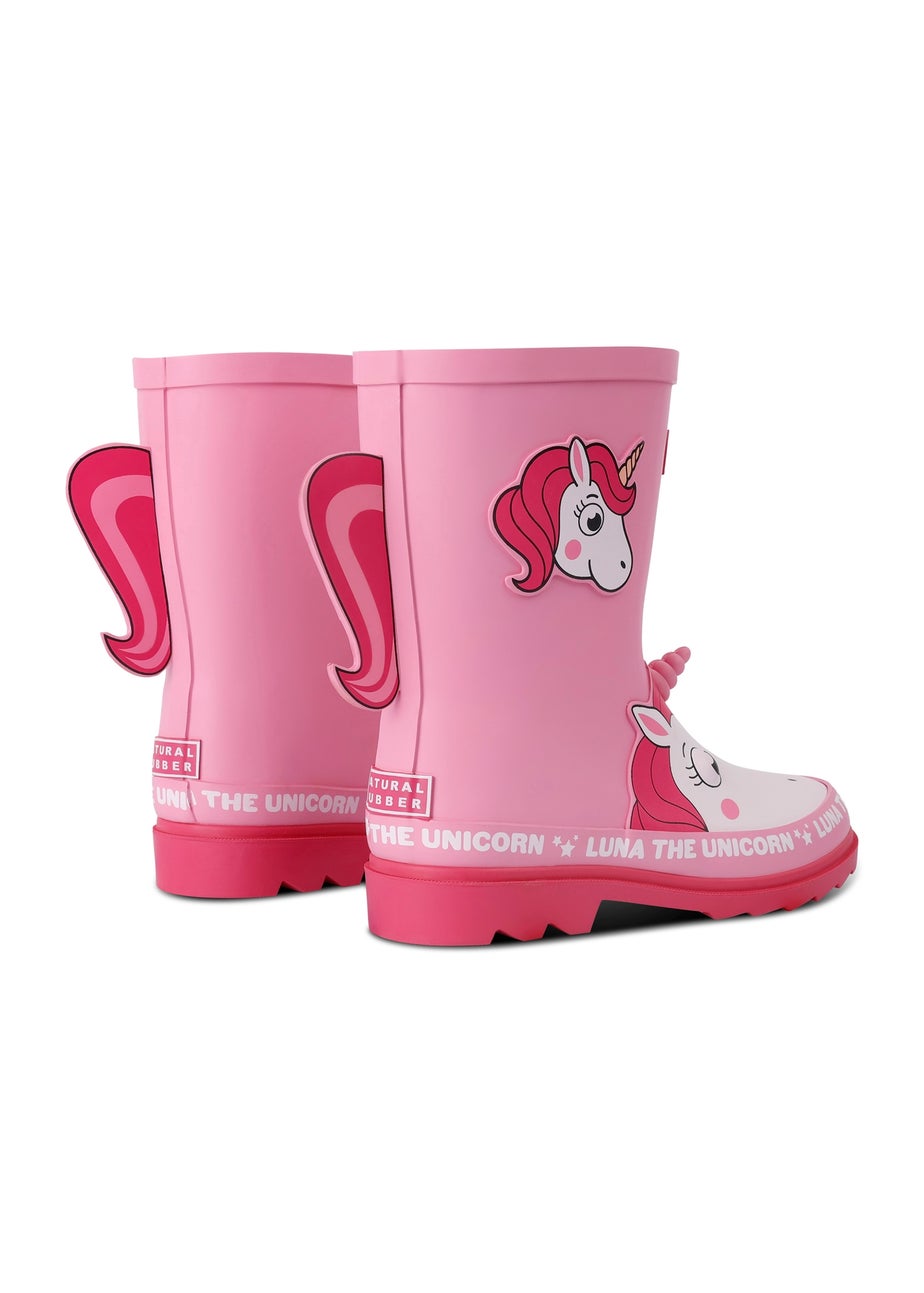 Regatta Luna the Unicorn Pink Kids' Mudplay Junior II Waterproof Wellies
